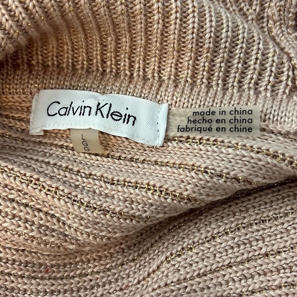 Calvin Klein cowl neck ribbed shimmer sweater with bell sleeves large - Picture 5 of 8